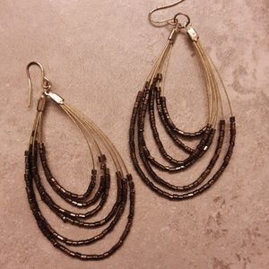 Beaded Drop Loop Earrings